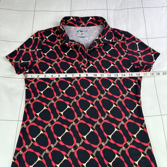 Ibkul Dress Womens XS Black Red Chain Equestrian Short Sleeve Golf Sporty Casual - Picture 6 of 9